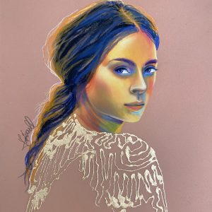 "Look at me" Pastel & Gold leaf