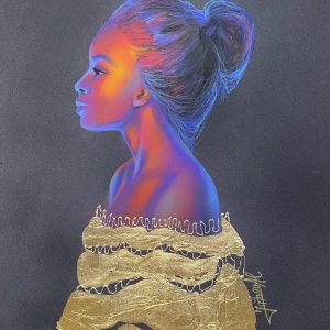 "Electric Glow " Pastel & Gold Leaf