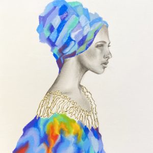 "Blue Beauty" Pastel & Gold Leaf