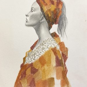 "Brown Serenity" Pastel & Gold Leaf