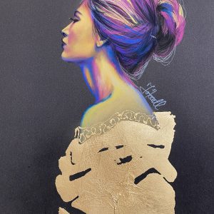 "Present &Past " Pastel & Gold Leaf