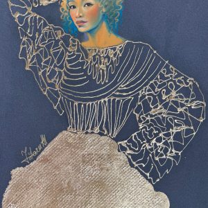 "Draped in Elegance" Pastel & Gold Leaf SOLD