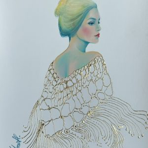 "Golden Veil" Pastel & Gold Leaf SOLD