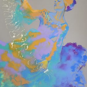 "Dreamscape Dancer" Pastel & Gold Leaf