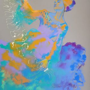 "Dreamscape Dancer" Pastel & Gold Leaf