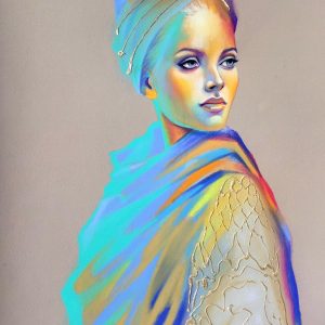 "Water's Radiance" Pastel & Gold Leaf