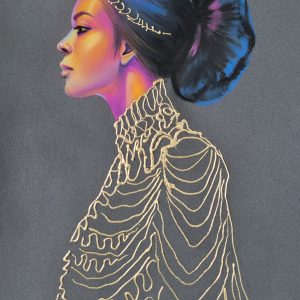 "Golden Embroidery" Pastel & Gold Leaf - Micak Gallery