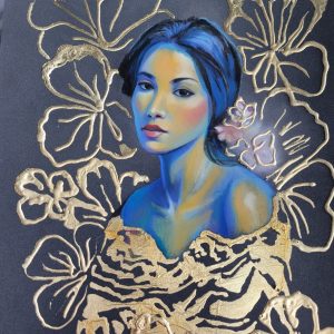 "Golden Bloom" Pastel & Gold Leaf - Micak Gallery