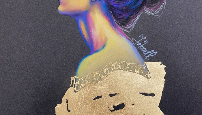 Forward, Pastel on paper with gold leaf, 11x15, Alexandra Tataru